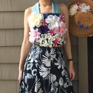 Handmade Realistic Flowers Bouquet Halter Top.-ZA2